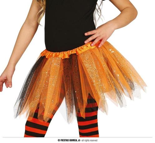 Tutu Oranje/Zwart Glitter Kind, Kleding | Heren, Carnavalskleding en Feestkleding, Nieuw, Ophalen of Verzenden