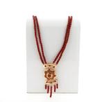 Luxe bloedkoraal collier met gouden slot; Antiek | 54 cm, Goud, Met edelsteen, Gebruikt, Ophalen of Verzenden