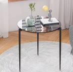 Glazen bijzettafel rond Ø50 cm – met metalen poten, Verzenden, Nieuw