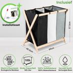 2dekans | Happy Goods Wasmand 3 vakken - Wassorteerder - 120, Huis en Inrichting, Badkamer | Badtextiel en Accessoires, Ophalen of Verzenden