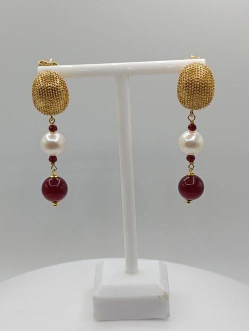 Zonder Minimumprijs - Oorbellen Zilver, Rode granaat en, Sieraden, Tassen en Uiterlijk, Oorbellen