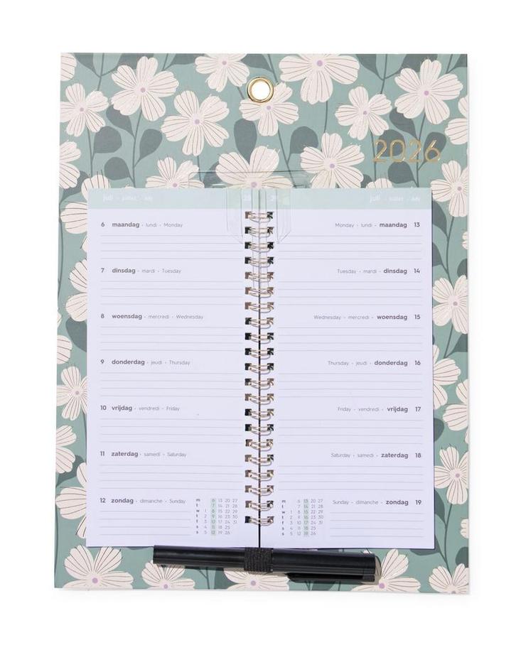 HEMA Weekkalender 30x23cm bloemen van €3.79 voor €2 sale, Diversen, Agenda's, Nieuw, Verzenden