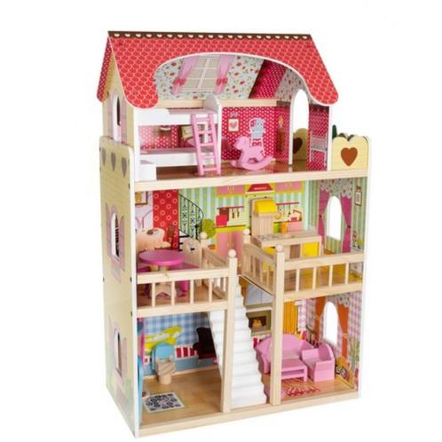 Kruzzel Houten Poppenhuis - XXL Villa met LED Verlichting..., Kinderen en Baby's, Speelgoed | Overig, Nieuw, Ophalen of Verzenden