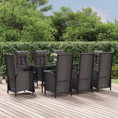 vidaXL 9-delige Tuinset poly rattan zwart, Tuin en Terras, Tuinsets en Loungesets, Tuinset, Nieuw, Rotan, Verzenden