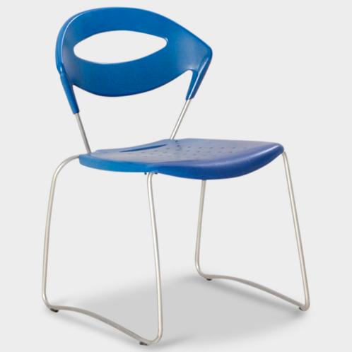 Kantinestoel Frontseat, blauw, slede frame, Huis en Inrichting, Stoelen, Ophalen of Verzenden