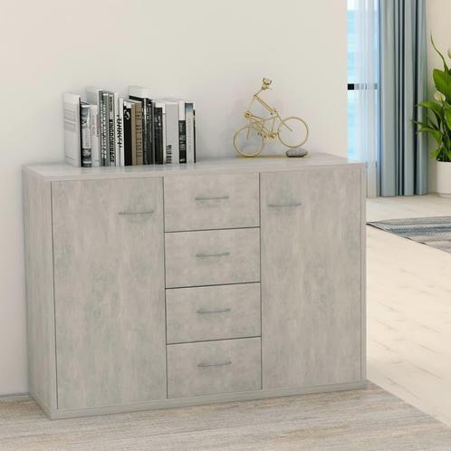vidaXL Dressoir 88x30x65 cm bewerkt hout betongrijs, Huis en Inrichting, Kasten | Dressoirs, 25 tot 50 cm, Nieuw, 50 tot 100 cm