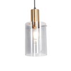 Vintage hanglamp messing met smoke glas - Vidra, Huis en Inrichting, Lampen | Hanglampen, Nieuw, Glas, Modern, 75 cm of meer