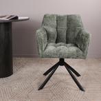 Eetkamerstoel met armleuning  Stof Groen - Armstoel Groen, Huis en Inrichting, Stoelen, Ophalen of Verzenden, Nieuw