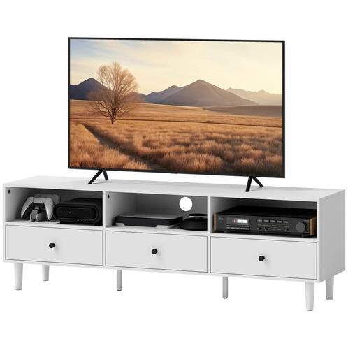 TRUUSK TV Kast TV Meubel Met Lades, 3 Open Vakken 140 Cm Lan, Huis en Inrichting, Kasten | Televisiemeubels, Nieuw, Verzenden