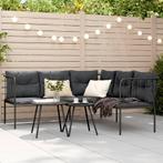 vidaXL Tuinbank met kussens L-vormig staal en textileen, Tuin en Terras, Tuinsets en Loungesets, Verzenden, Nieuw, Rvs