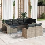 vidaXL 10-delige Loungeset met kussens poly rattan grijs, Meer dan 8 zitplaatsen, Nieuw, Loungeset, Verzenden