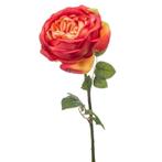 Oranje roos kunstbloem 66 cm - Kunst rozen, Huis en Inrichting, Kamerplanten, Ophalen of Verzenden