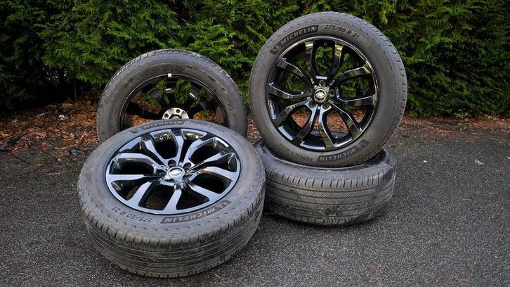 Range Rover (Sport) Discovery Gloss Black 21 Inch Velgenset, Auto-onderdelen, Banden en Velgen, 21 inch, Zomerbanden, 275 mm, Terreinwagen