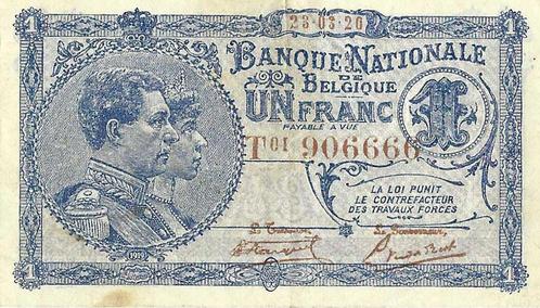 Bankbiljet 1 Franc 1920 Zeer Fraai, Postzegels en Munten, Munten en Bankbiljetten | Verzamelingen, Verzenden