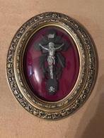 Antiek Crucifix - Glas, Hout, Verzilverd - 1850-1900