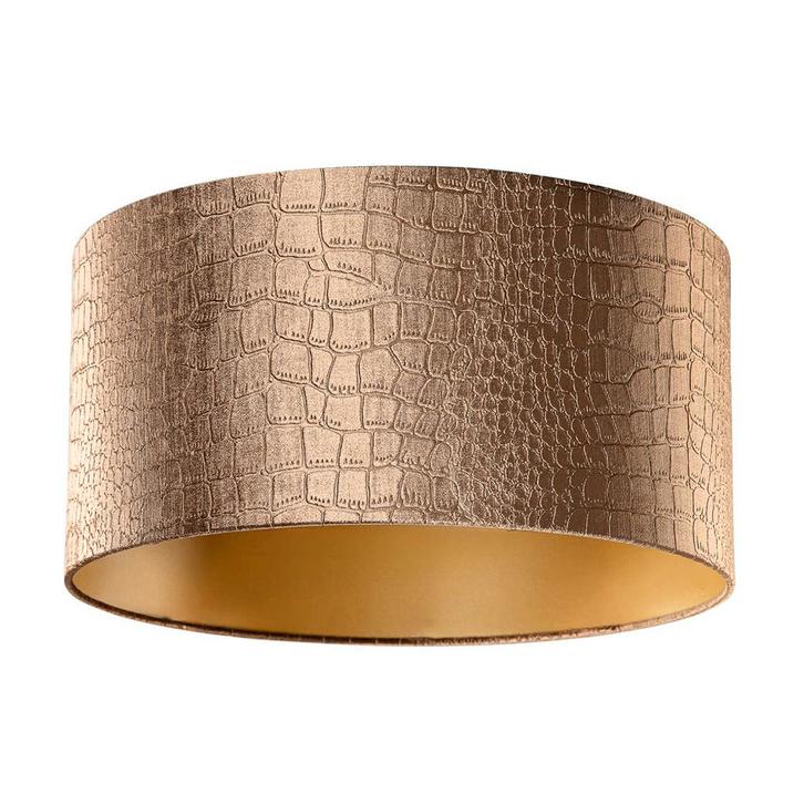 Velours lampenkap krokodil dessin met gouden binnenkant, Huis en Inrichting, Lampen | Lampenkappen, Minder dan 25 cm, Rond, Overige kleuren