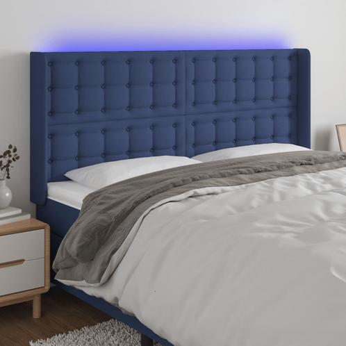 vidaXL Hoofdbord LED 183x16x118/128 cm stof blauw, Huis en Inrichting, Slaapkamer | Bedden, Blauw, Nieuw, Stof, Verzenden