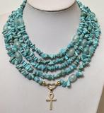 Turkoois gestabiliseerd, zeer lang: 228 cm, en Blauwe Agaat, Antiek en Kunst