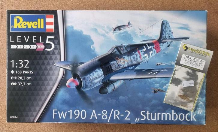 Revell 03874 Fw190 A-8/R-2 Sturmbock 1:32 + Armament set, Hobby en Vrije tijd, Modelbouw | Vliegtuigen en Helikopters, Revell