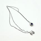 Halsketting - 18 karaat Witgoud Saffier - Diamant, Sieraden, Tassen en Uiterlijk, Kettingen, Nieuw