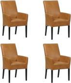 Set van 4 Cognac leren landelijke eetkamerstoelen - Granada, Overige kleuren, Nieuw, Leer, Ophalen of Verzenden