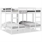 vidaXL Stapelbed 3-voudig grenenhout wit 160x200/80x160 cm, Huis en Inrichting, Slaapkamer | Bedden, Verzenden, Wit, 200 cm, 160 cm