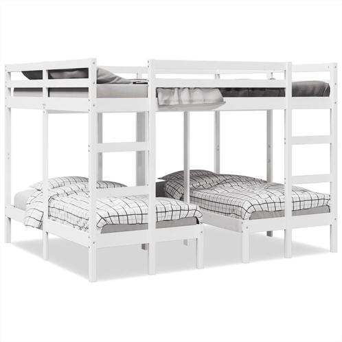 vidaXL Stapelbed 3-voudig grenenhout wit 160x200/80x160 cm, Huis en Inrichting, Slaapkamer | Bedden, 160 cm, 200 cm, Wit, Tweepersoons
