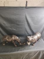 Beeld, Rhinocéros,hippopotame - 50 cm - Leder, Antiek en Kunst