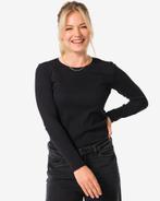 HEMA Dames T-shirt Clara rib zwart, Verzenden, Nieuw
