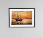Esther Ortega - Horizonte dorado - Barco al atardecer