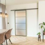 Stalen Schuifdeur met koofsysteem 4 Vlaks Olijfgroen Mat gla, Doe-het-zelf en Verbouw, Nieuw, Metaal, 75 tot 150 cm, 150 tot 225 cm