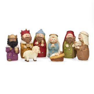 Kerststal figuren | Decoris | Tot 9.5 cm | Set van 8, Diversen, Kerst, Nieuw, Verzenden