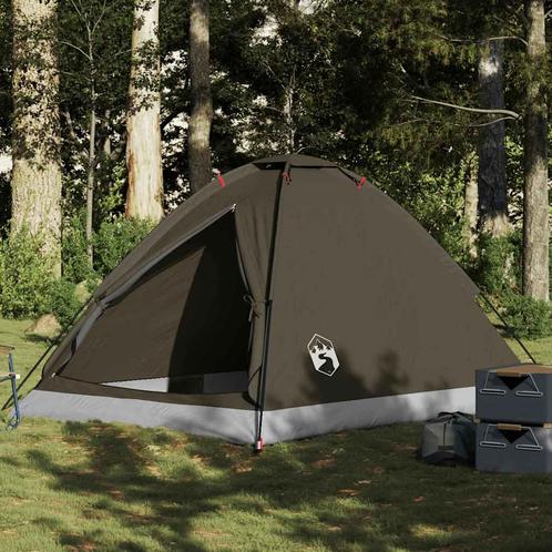 vidaXL Koepeltent 4-persoons waterdicht bruin, Caravans en Kamperen, Tenten, Nieuw, tot en met 2, Verzenden