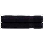 vidaXL Handdoeken SOLUND 2 st 600 g/m² 100x200 cm zwart, Verzenden, Nieuw, Zwart