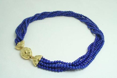 Halsketting - 18 karaat Geel goud Lapis lazuli - Kantcollier, Sieraden, Tassen en Uiterlijk, Kettingen