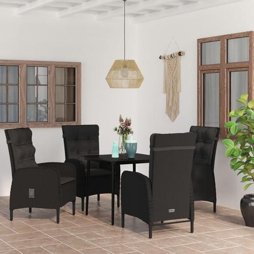 vidaXL 5-delige Tuinset met kussens zwart, Tuin en Terras, Tuinsets en Loungesets, Tuinset, Nieuw, 4 zitplaatsen, Rotan, Verzenden