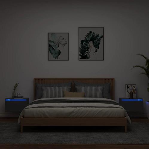 vidaXL Nachtkastjes met LEDs 2 st wandgemonteerd zwart, Huis en Inrichting, Slaapkamer | Nachtkastjes, Nieuw, Minder dan 45 cm