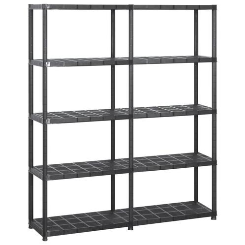 vidaXL Opbergrek 5-laags 142x38x170 cm kunststof zwart, Huis en Inrichting, Kasten | Stellingkasten, Nieuw, Verzenden