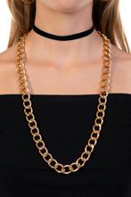Lange Dikke Goudkleurige Ketting 14mm Aluminium met 14K Goud, Sieraden, Tassen en Uiterlijk, Kettingen, Kunststof, Verstelbaar