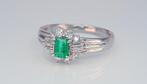 Ring Platina Smaragd - Diamant, Sieraden, Tassen en Uiterlijk, Ringen, Nieuw