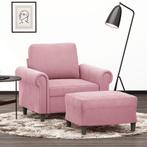 vidaXL Fauteuil met voetenbank 60 cm fluweel roze, Eenpersoons, Verzenden, Nieuw, Minder dan 150 cm