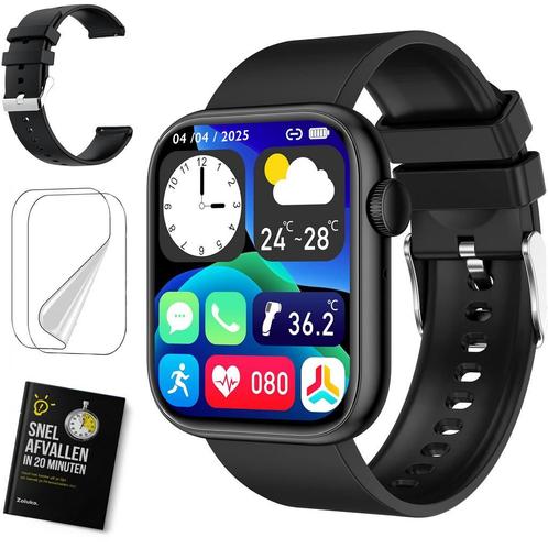 Smartwatch - Met Extra Armbandje, Screenprotector en E-Book, Sieraden, Tassen en Uiterlijk, Smartwatches, Zwart, Nieuw, Verzenden