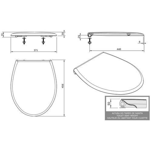 Toiletzitting Sanindusa Cetus Basic Softclose Clip Off met, Doe-het-zelf en Verbouw, Sanitair, Ophalen of Verzenden