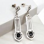 Zilver, 925 Sterling Zilver & Zwart Onyx - Hangoorbellen -