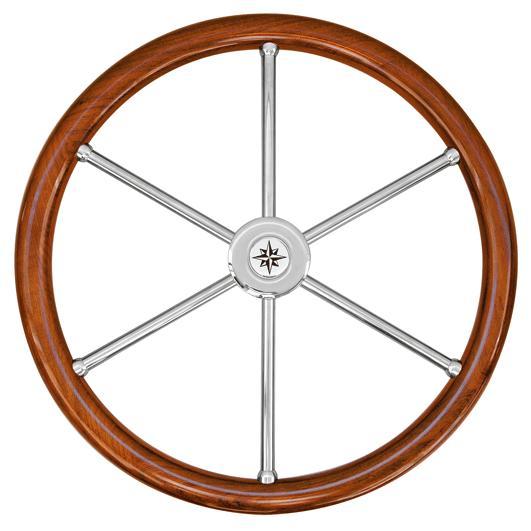 STUURWIEL TYPE 6N RVS TEAK 50 CM, Watersport en Boten, Bootonderdelen, Nieuw, Zeilboot of Motorboot, Ophalen of Verzenden