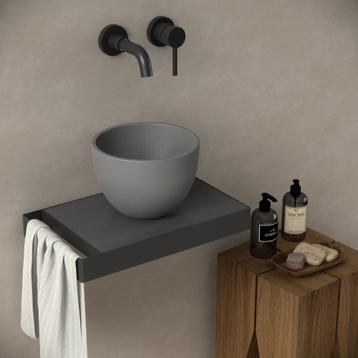 Toiletmeubel frame zwart plateau eiken zwart inclusief beschikbaar voor biedingen