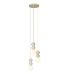 Retro hanglamp beige met mat glas 3-lichts - Fedde, Huis en Inrichting, Lampen | Hanglampen, Nieuw, Overige materialen, Retro