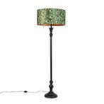 Vloerlamp zwart met velours kap pauw goud 50 cm - Classico, Nieuw, Overige materialen, Klassiek / Antiek, 150 tot 200 cm