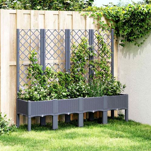 vidaXL Plantenbak met latwerk 160x40x142 cm polypropeen, Tuin en Terras, Bloembakken en Plantenbakken, Nieuw, Kunststof, Verzenden