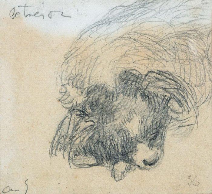 Alfred Sisley (1839-1899) - Le Trésor - sleeping dog - rare, Antiek en Kunst, Kunst | Schilderijen | Klassiek